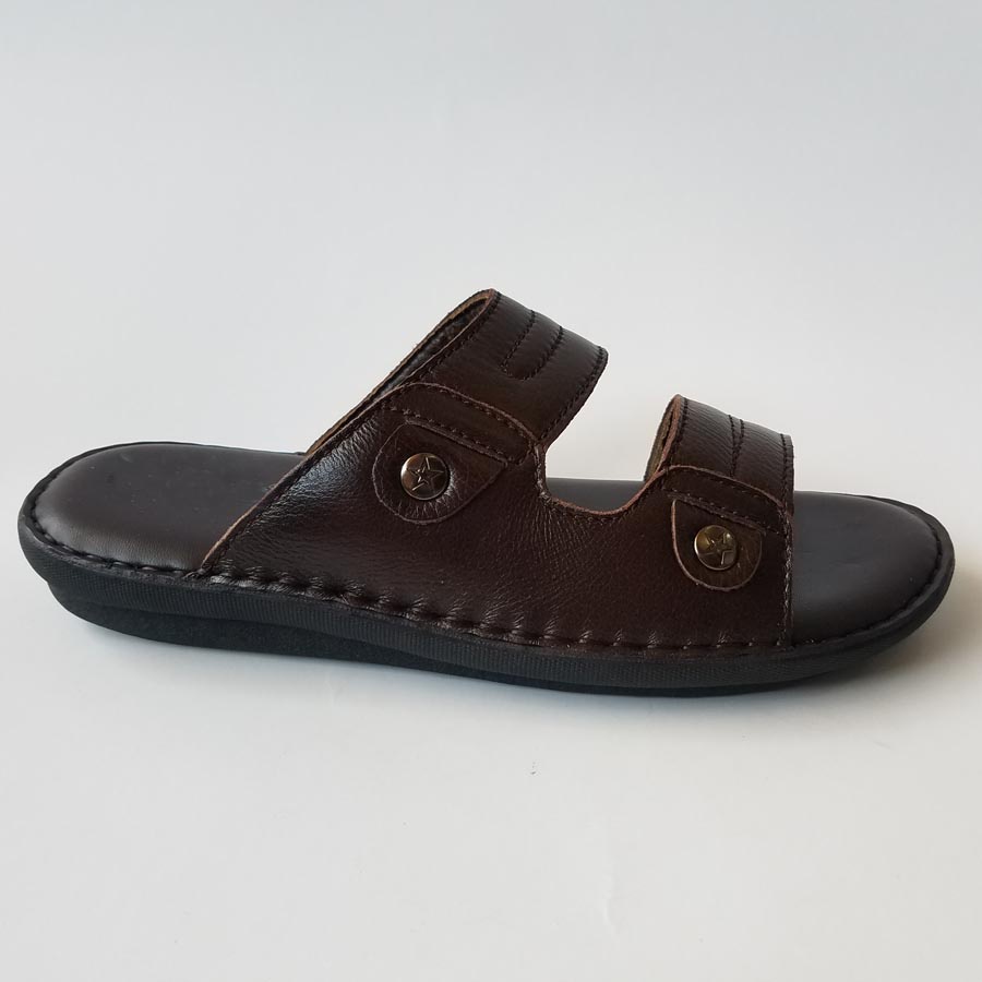 Dép Da Nam Da Bò Thật, Dép Nam Quai Ngang Da Bò Thật Cao Cấp HKT Shop DNA712