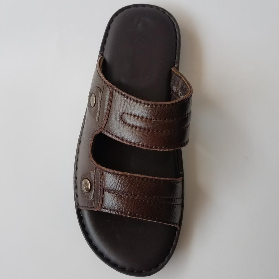 Dép Da Nam Da Bò Thật, Dép Nam Quai Ngang Da Bò Thật Cao Cấp HKT Shop DNA712