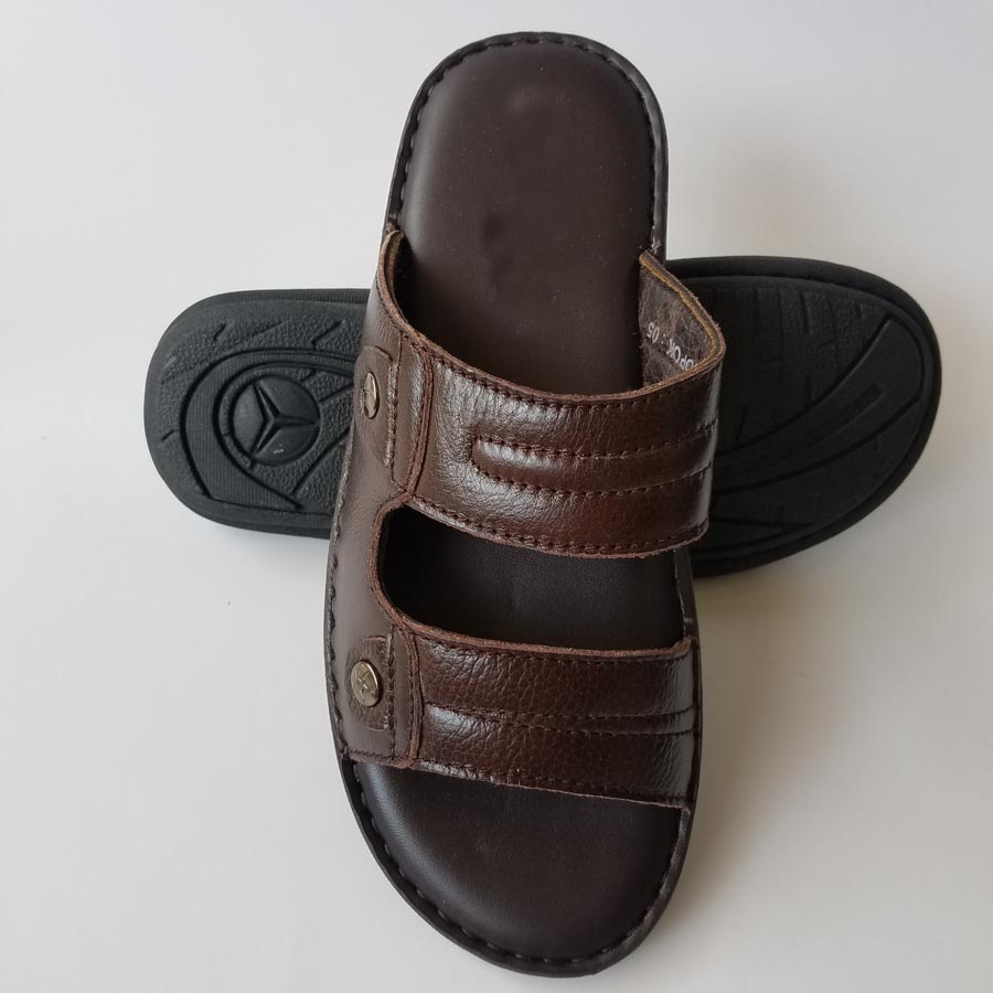 Dép Da Nam Da Bò Thật, Dép Nam Quai Ngang Da Bò Thật Cao Cấp HKT Shop DNA712