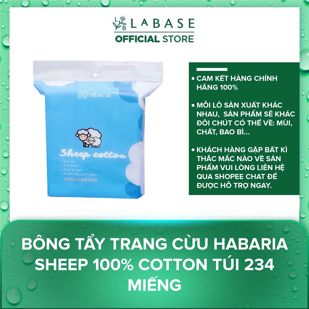 Bông Tẩy Trang Cừu Habaria Sheep 100% Cotton Túi 234 Miếng