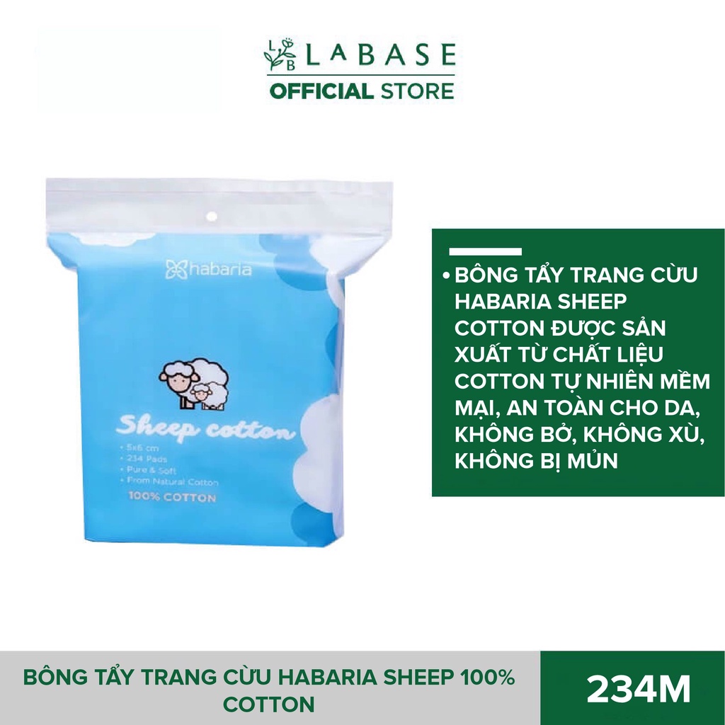 Bông Tẩy Trang Cừu Habaria Sheep 100% Cotton Túi 234 Miếng