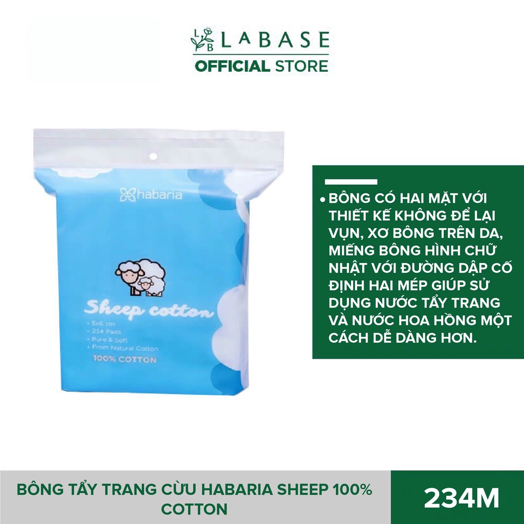 Bông Tẩy Trang Cừu Habaria Sheep 100% Cotton Túi 234 Miếng