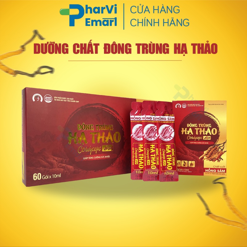 Đông Trùng Hạ Thảo Hồng Sâm (hộp/60 gói/10ml0 - Giúp Bồi Bổ Sức Khỏe, Giảm Mệt Mỏi, Phục Hồi Sau Bệnh