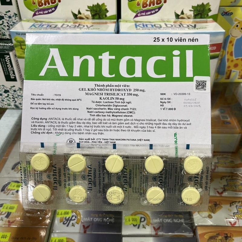 Viên Nhai Antacil Giảm Đầy Hơi, Ợ Chua,Trào Ngược Bảo Vệ Niêm Mạc DẠ DÀY