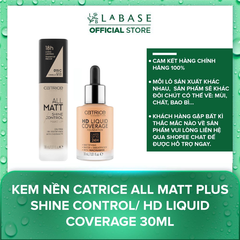 Kem Nền Catrice All Matt Plus Shine Control/ HD Liquid Coverage Lọ 30ml