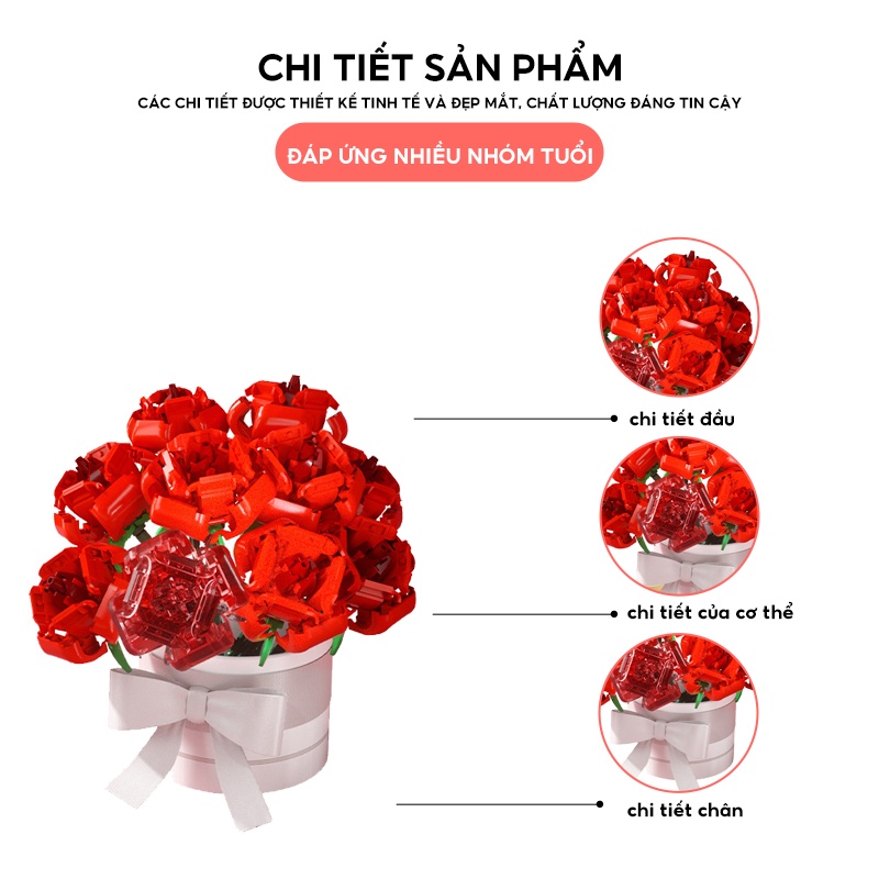Bộ Đồ Chơi Lắp Ráp Hình Hoa Hồng Phù Hợp Làm Quà