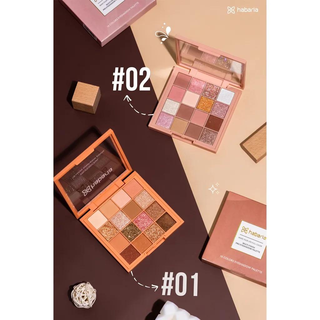 Bảng Phấn Mắt 16 Ô Habaria Eyeshadow Palette 16gr Siêu Mềm Mịn, Bền Màu, Lâu Trôi