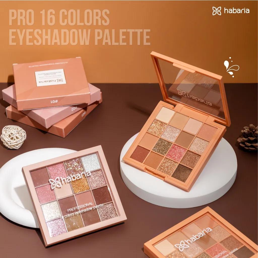 Bảng Phấn Mắt 16 Ô Habaria Eyeshadow Palette 16gr Siêu Mềm Mịn, Bền Màu, Lâu Trôi