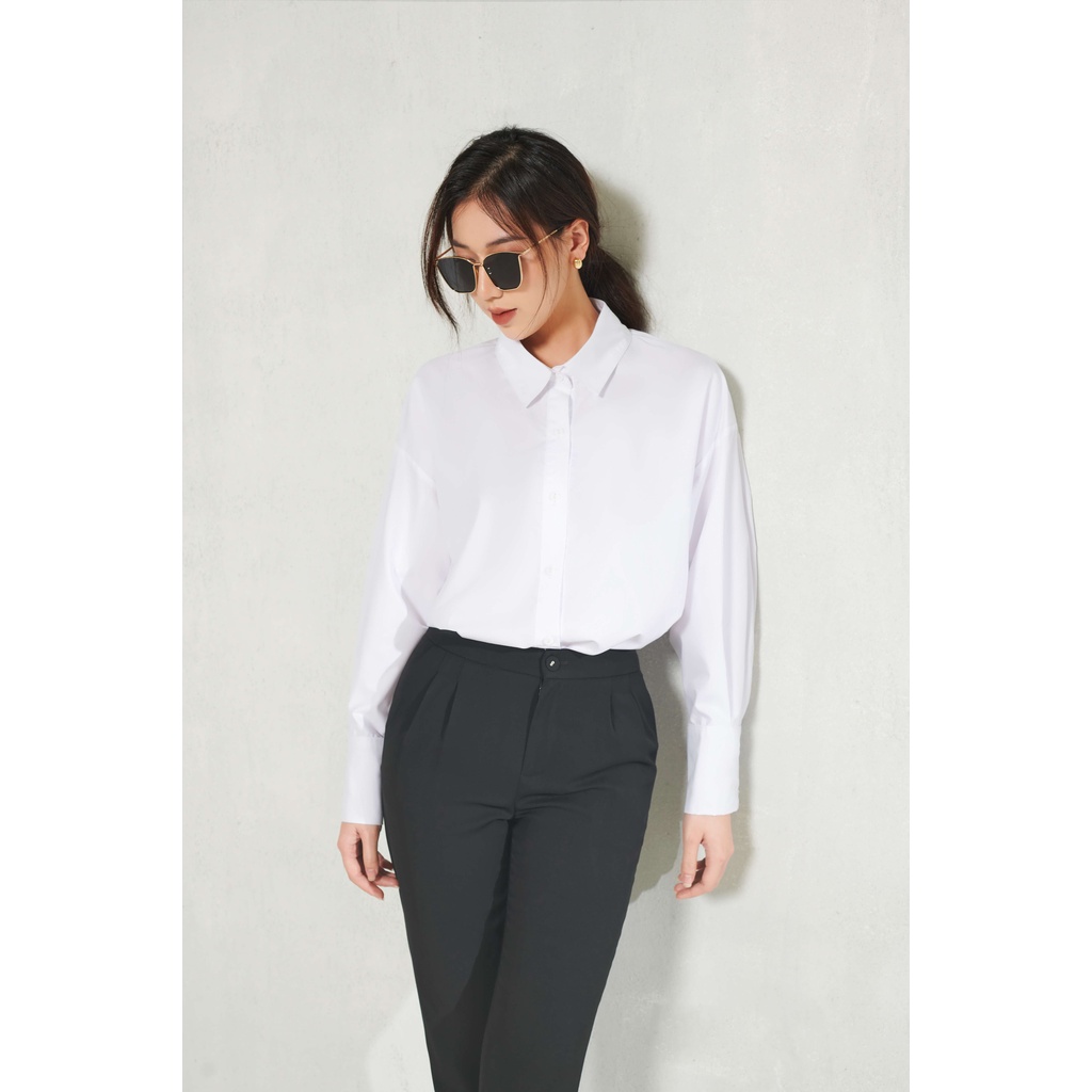 Áo sơ mi nữ dài tay dáng oversized trắng_MAIIMER T25102OFT