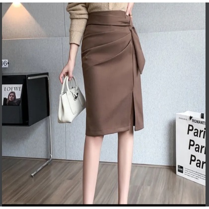 Chân Váy Bút Chì Dáng Dài Xẻ trước dài 65cm vạt nhúm che bụng tốt