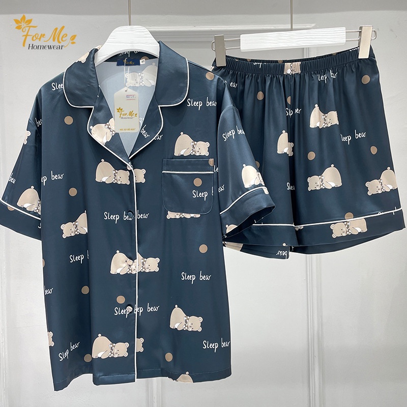 BỘ NGẮN TAY QUẦN ĐÙI LỤA GIẤY FORME CAO CẤP GẤU SLEEP 09