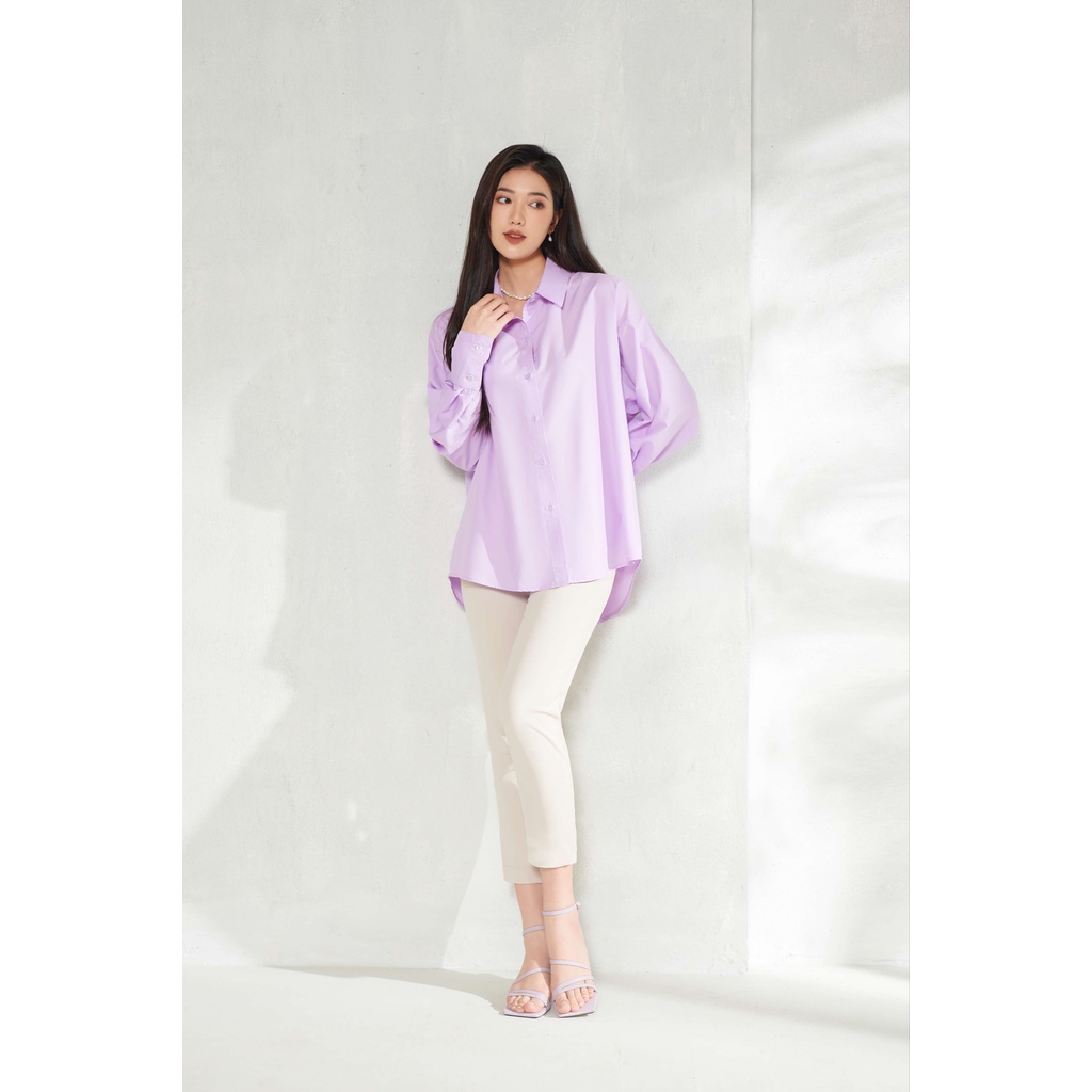 Áo sơ mi nữ dài tay dáng oversized tím_MAIIMER T25102OFT