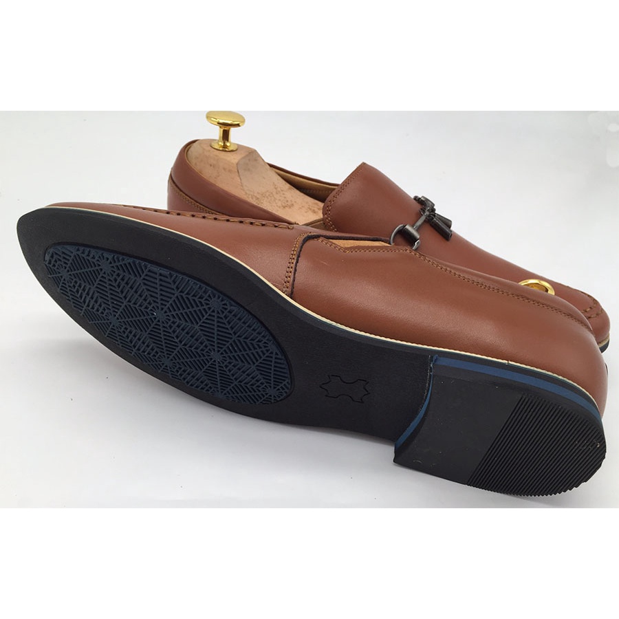 (SIZE 41) Giày mọi nam da thật có chuông đế cao su GM410 F5Fashion. Màu nâu
