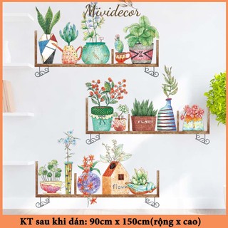 Decal dán tường mividecor kệ ngôi nhà