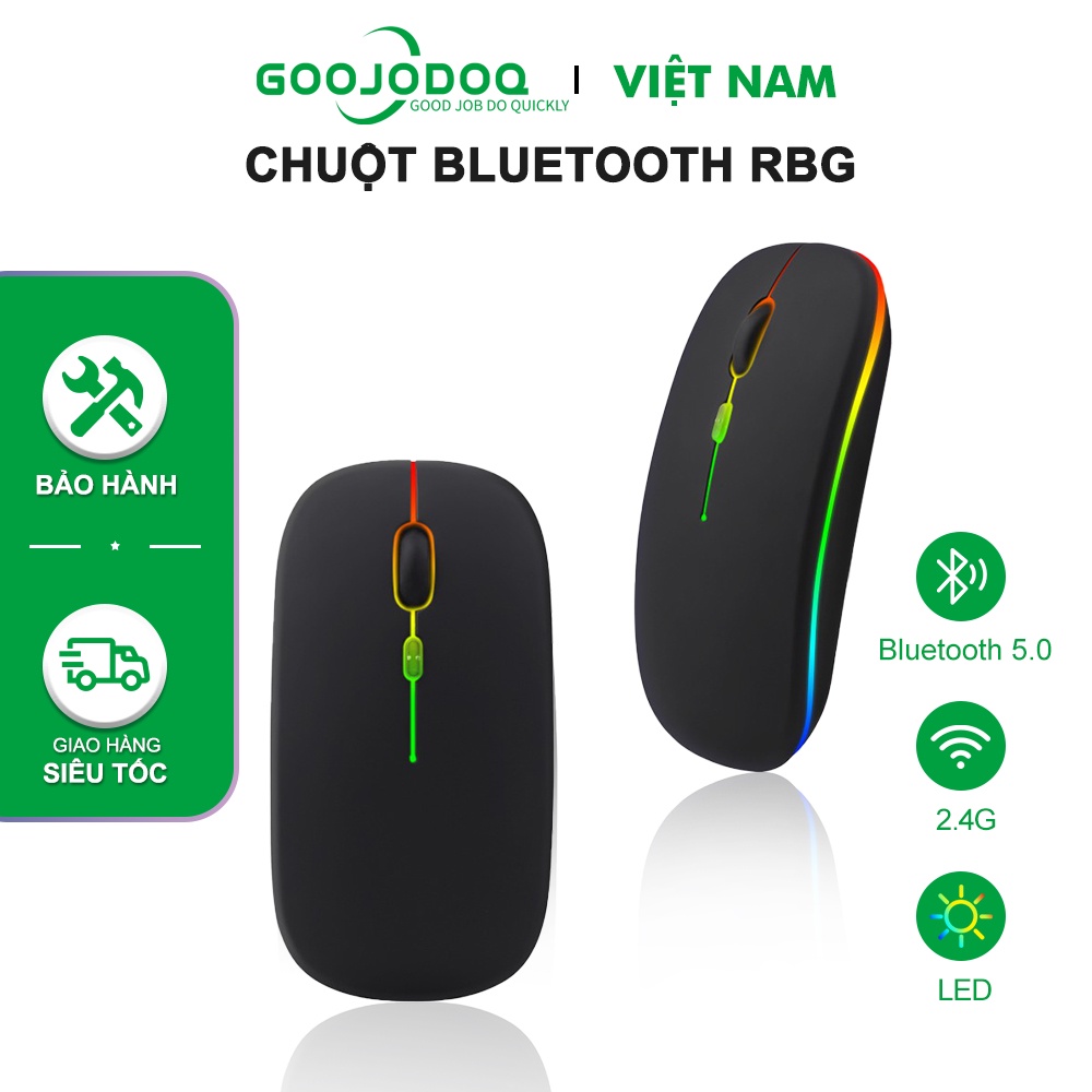 Chuột Bluetooth Goojodoq Sạc Không Dây Siêu Mỏng Im Lặng LED Nhiều Màu Sắc Đèn Nền Chơi Game