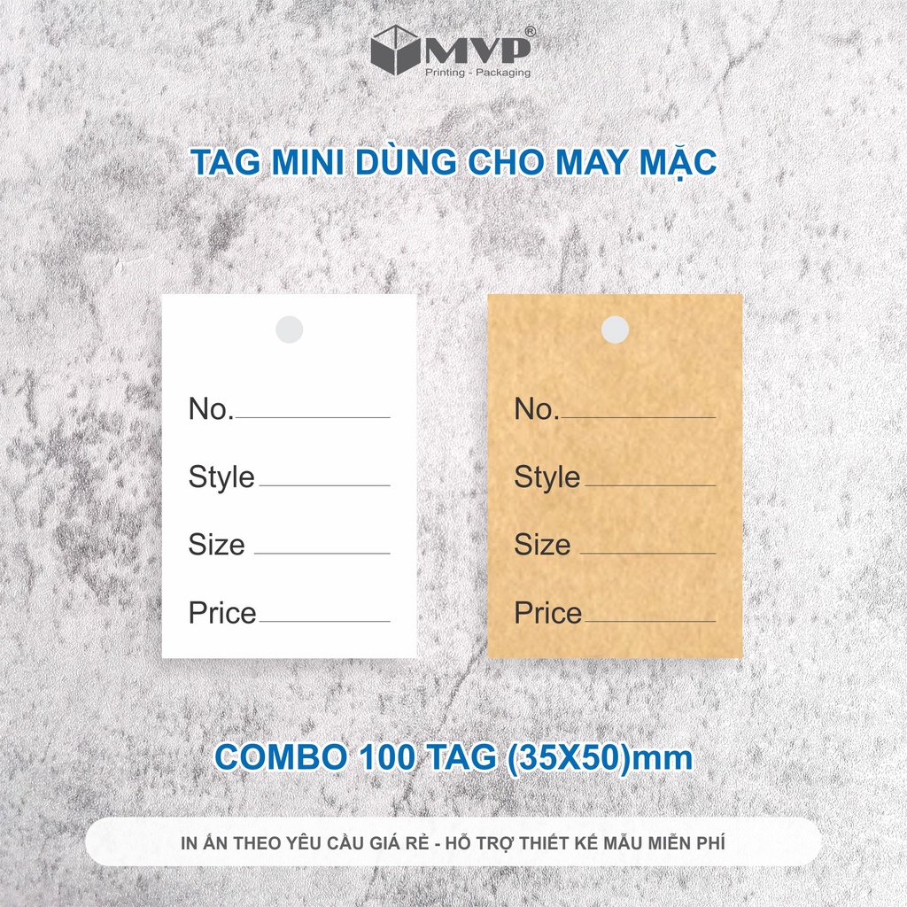 100 Tag Mini Dùng Trong Nhiều Mặt Hàng May Mặc, tag giấy KRAFT mini