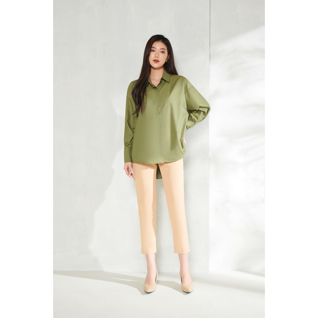 Áo sơ mi nữ dài tay dáng oversized rêu_MAIIMER T25102OFT