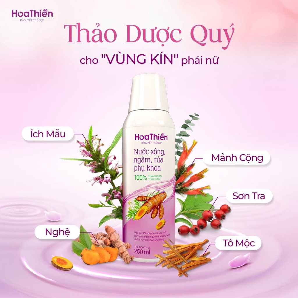 Nước xông, ngâm, rửa phụ khoa Hoa Thiên SẮC NGỌC KHANG (chai 250ml) Bí quyết chăm sóc sức khỏe vùng kín cho chị em.