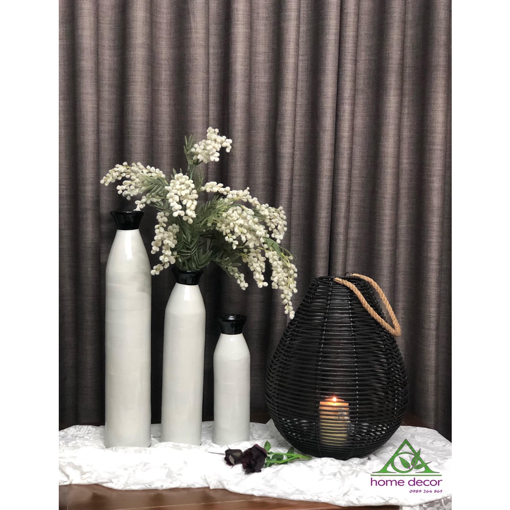 Bình hoa cao cấp làm từ Tre cuốn lộ vân màu trắng (hàng thủ công mỹ nghệ Việt Nam)