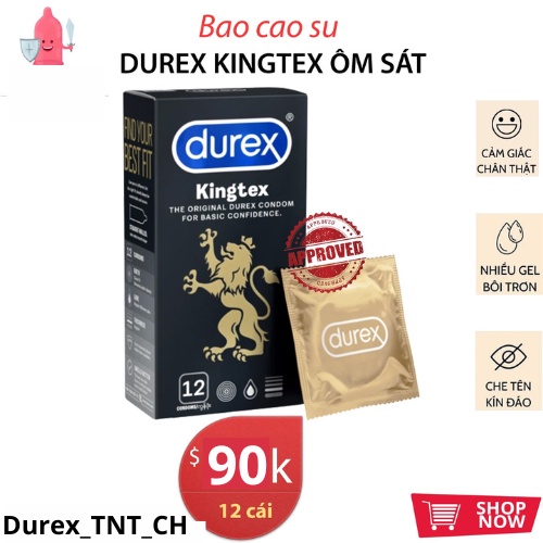 Bao cao su Durex Kingtex 12 Bao size 49mm, ôm sát va chạm chân thật - ( Che tên SP kín đáo )