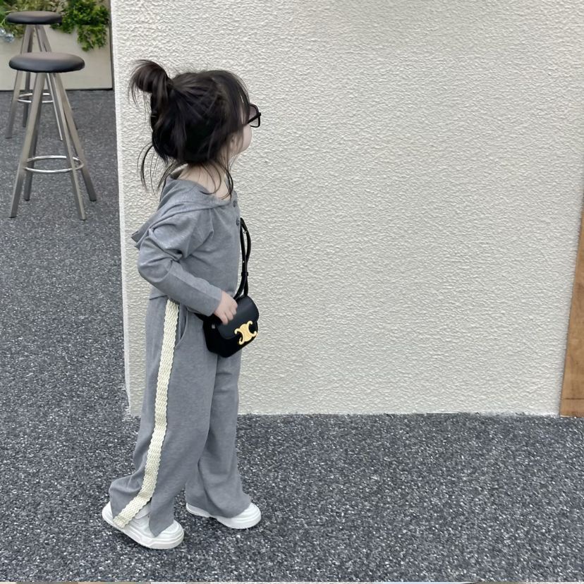 Bộ Đồ Thể Thao Hai Mảnh Áo Sweater Tay Dài Quần Ống Rộng Thời Trang Xuân Hè 2023 Mới Dành Cho Bé Gái