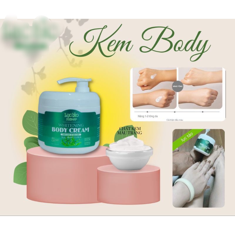 Kem Body Lục Tảo 500ml Hũ Tròn Có Vòi, Dưỡng trắng mịn da tự nhiên