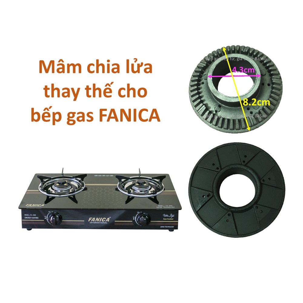 Đầu Đốt Bếp Gas FANICA (Mâm Chia Lửa Thay Thế Cho Bếp Gas FANICA) - Kích Thước Lòng Trong 43mm, Vòng Ngoài 82mm