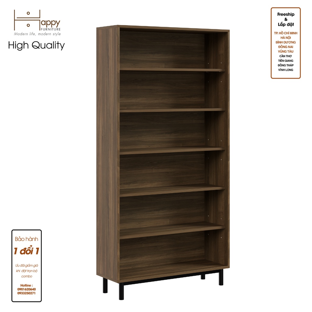 CATY , Kệ sách 6 tầng - chân sắt , 90cm x 30cm x 180cm (DxRxC), KSA_015