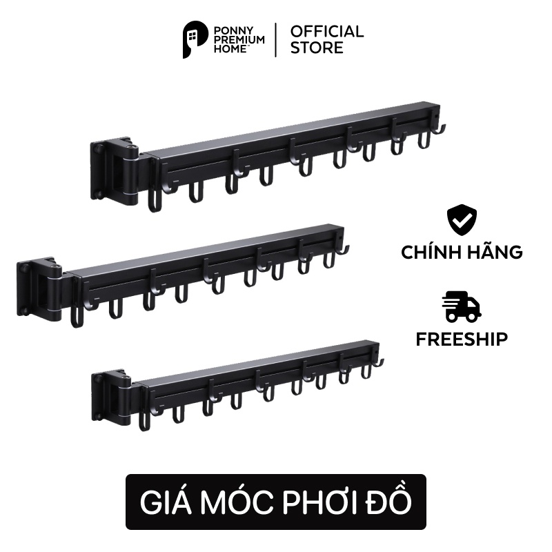 Giá móc phơi quần áo giàn phơi đồ bằng nhôm tạo hình, treo quần áo cho cả gia đình Ponny Premium Home