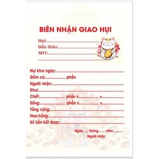 Biên nhận hụi a6 có sẵn in màu dễ thương 10x15cm