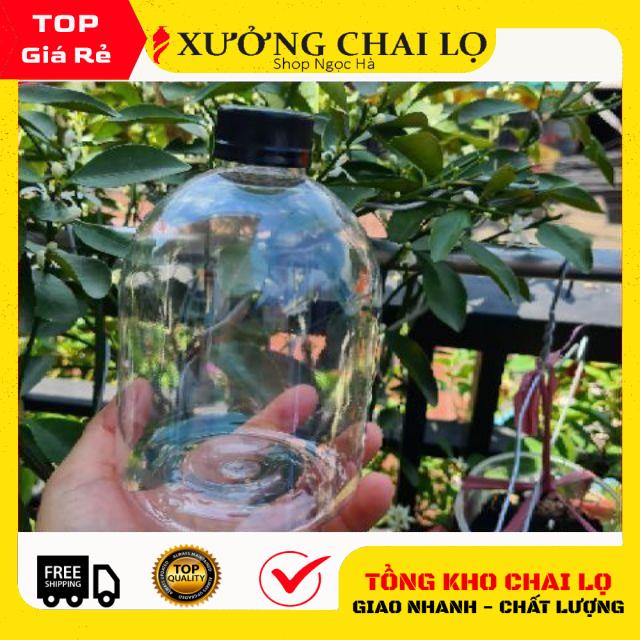 Chai Lọ nhựa béo lùn tròn 500ml nắp đen , Chai Lọ đựng trà sữa, nước trái cây .