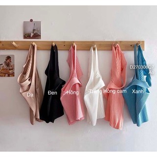 Áo len croptop cổ yếm đắp chéo
