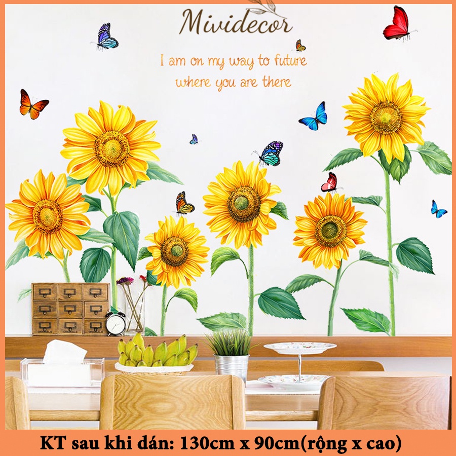 Decal dán tường MIVIDECOR hoa hướng dương