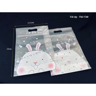 Túi zip - thỏ chữ - size 15.5*23cm