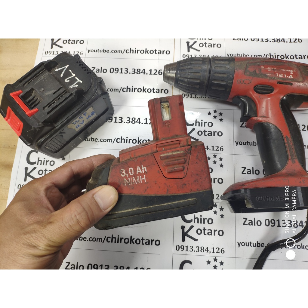 Đế chuyển máy Hilti 12V NiMH pin đút đút sang dùng hộp pin Makita LXT đóng 12V hoặc 14V