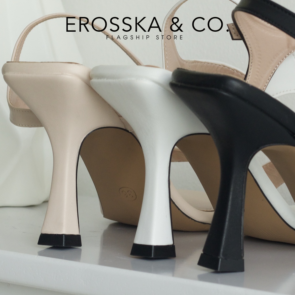Erosska - Giày sandal cao gót nữ mũi hở gót nhọn phối dây quai mảnh cao 9cm màu đen - EB058