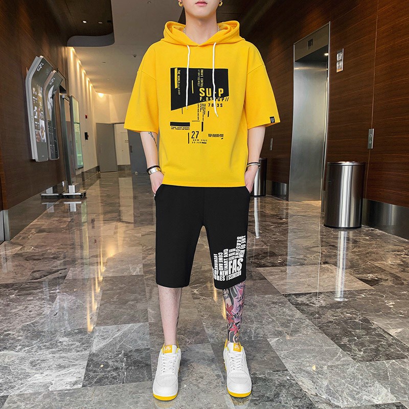 BỘ THỂ THAO MẶC NHÀ ĐI CHƠI CÓ NÓN NGẮN TAY CHẤT THUN CO DÃN FORM RỘNG THOẢI MÁI