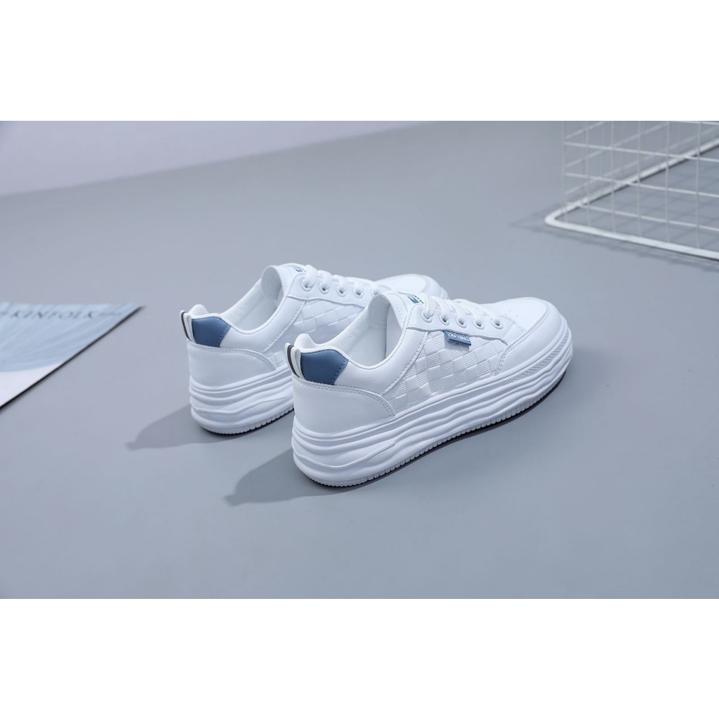 Giày Nữ Họa Tiết Ô Kẻ Viền Xanh Mới 2023