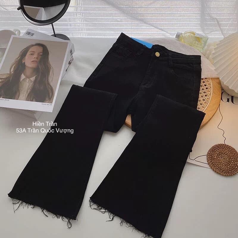 Quần jeans loe giãn rách đùi gấu cắt kiểu hack dáng thời trang | BigBuy360 - bigbuy360.vn