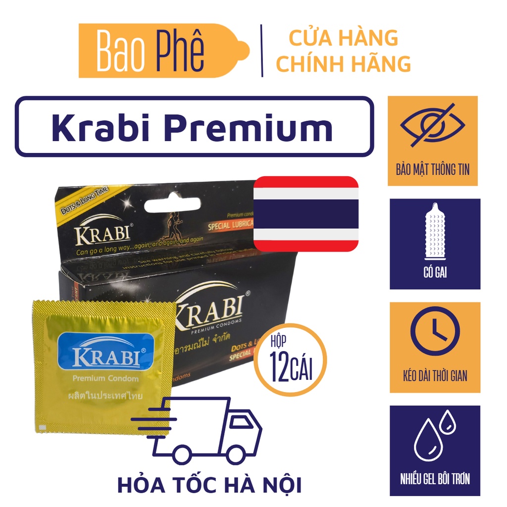 Bao cao su KRABI Thái Lan - Bao cao su gân gai, bao cao su kéo dài thời gian - Giao hàng bảo mật thông tin