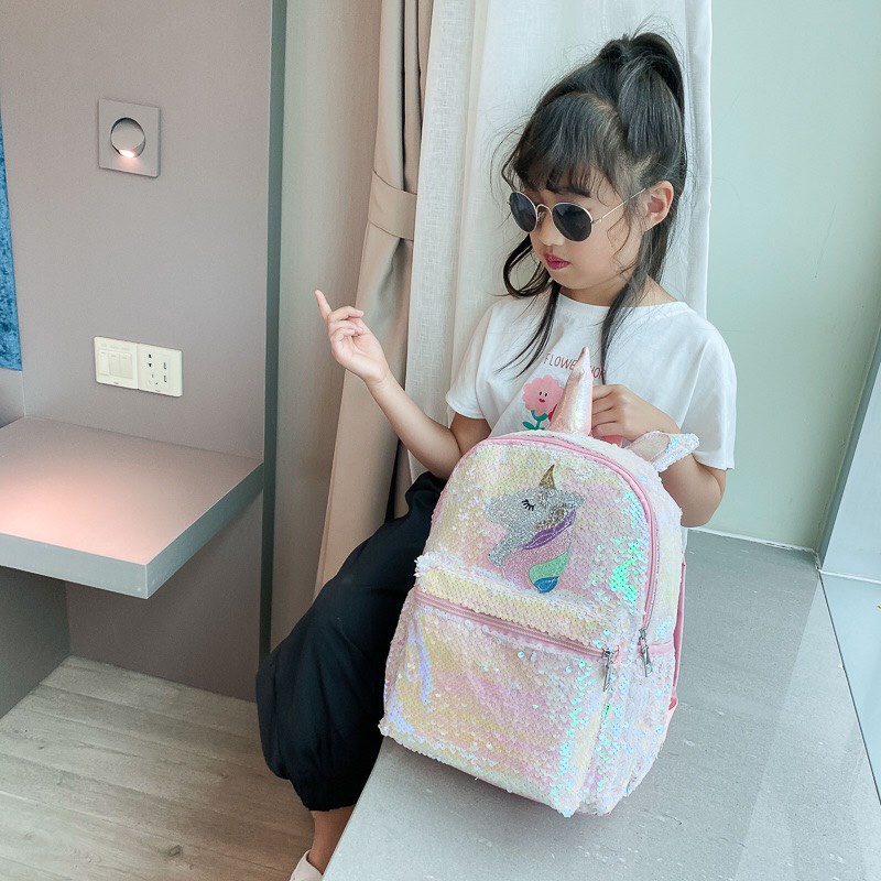 Balo đi học cho bé họa tiết Pony óng ánh siêu nhẹ, thời trang cho bé đi học đi chơi, Shopbena