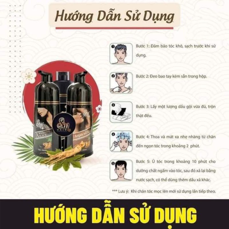 Dầu Gội Phủ Bạc SIN HAIR Nhật Bản 500ML - Thảo Dược Nhuộm Đen Tóc Nâu Tóc Nhân Sâm Nhật Bản