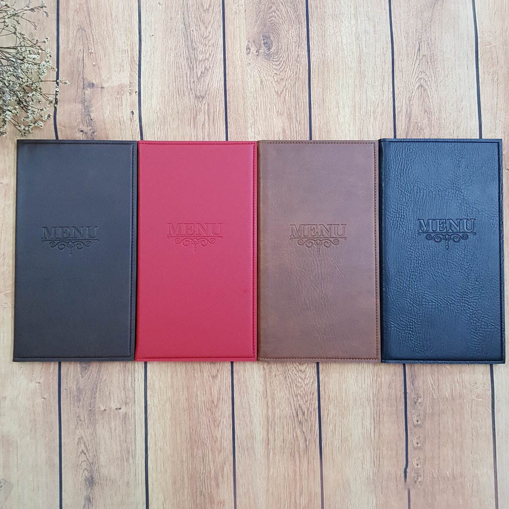 Quyển sổ Menu kích thước 17*31cm bìa da PVC loại 1 cao cấp 10 lá hoặc 20 lá dày - khắc logo lên bìa theo yêu cầu