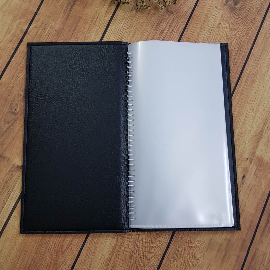 Quyển sổ Menu kích thước 17*31cm bìa da PVC loại 1 cao cấp 10 lá hoặc 20 lá dày - khắc logo lên bìa theo yêu cầu