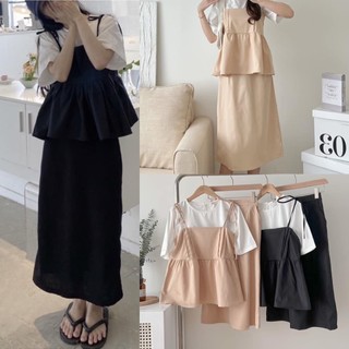 [THANH LÝ] Set 3 món áo yếm babydoll kèm chân váy dáng dài xinh xắn - Momiji Store