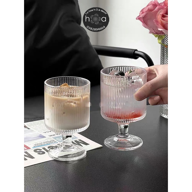 Ly thủy tinh uống coktail, nước trái cây thân sọc, hàng loại dày chất đẹp(Có ảnh chụp thật)Lọ hoa h.O.a decor