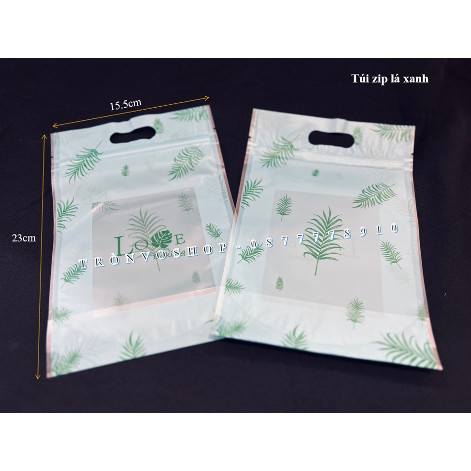 Túi zip lá xanh size 15.5*23cm [ 48- 50c/xấp]