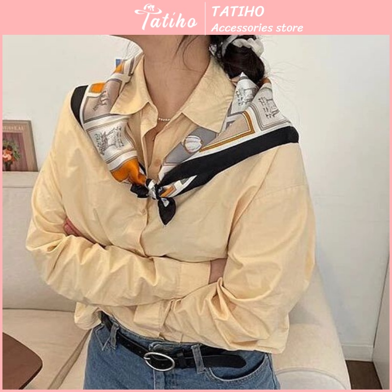 khăn choàng cổ lụa nhiều màu hình dạng thú đa dạng hoạ tiết dễ thương phông cách sang trọng - size 90x90 - Mã KL130