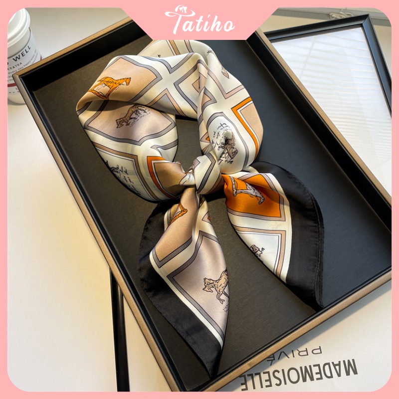 khăn choàng cổ lụa nhiều màu hình dạng thú đa dạng hoạ tiết dễ thương phông cách sang trọng - size 90x90 - Mã KL130