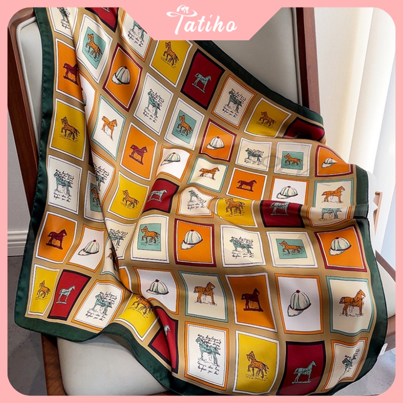 khăn choàng cổ lụa nhiều màu hình dạng thú đa dạng hoạ tiết dễ thương phông cách sang trọng - size 90x90 - Mã KL130